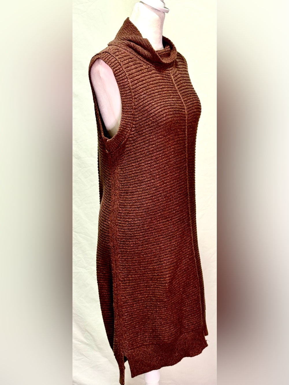 Tribal Jeans Brown Sleeveless Cowl Neck Sweater Dress